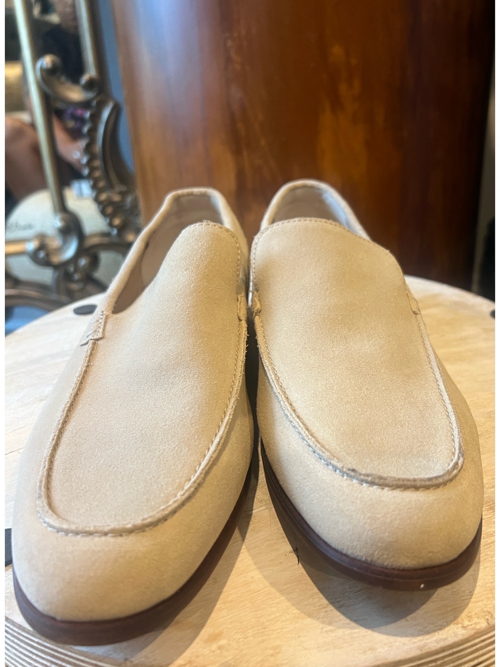 Express Men’s Suede Loafers Size 9 Beige/Taupe Leather Slip-On Shoes